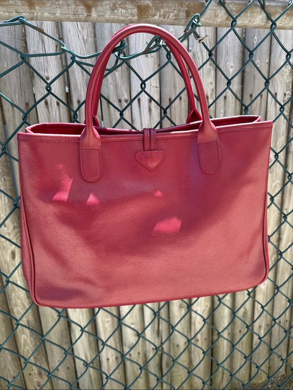Longchamp Red Russo Leather Tote with Bamboo inspired Toggle closure - Picture 4 of 15
